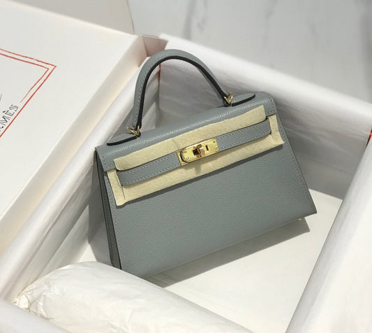 HERMES KELLY MINI 20 MEDIUM GREY EPSOM GOLD HARDWARE