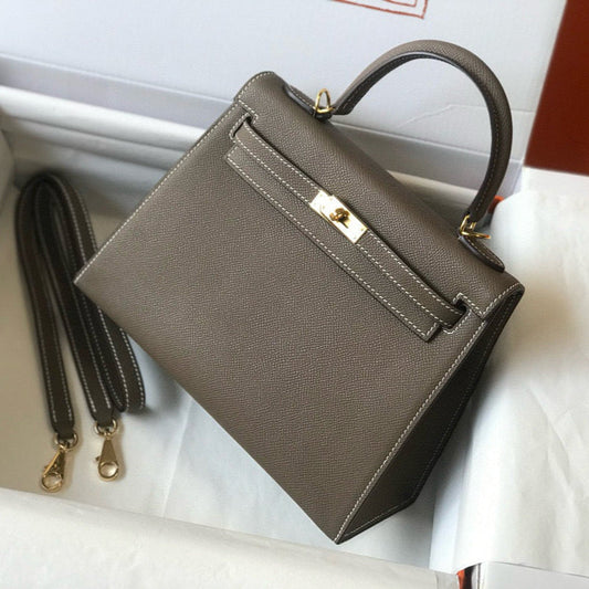 HERMES KELLY 25 ETOUPE EPSOM LEATHER GOLD HARDWARE