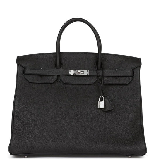 HERMES BIRKIN 40 IN BLACK TOGO PALLADIUM HARDWARE