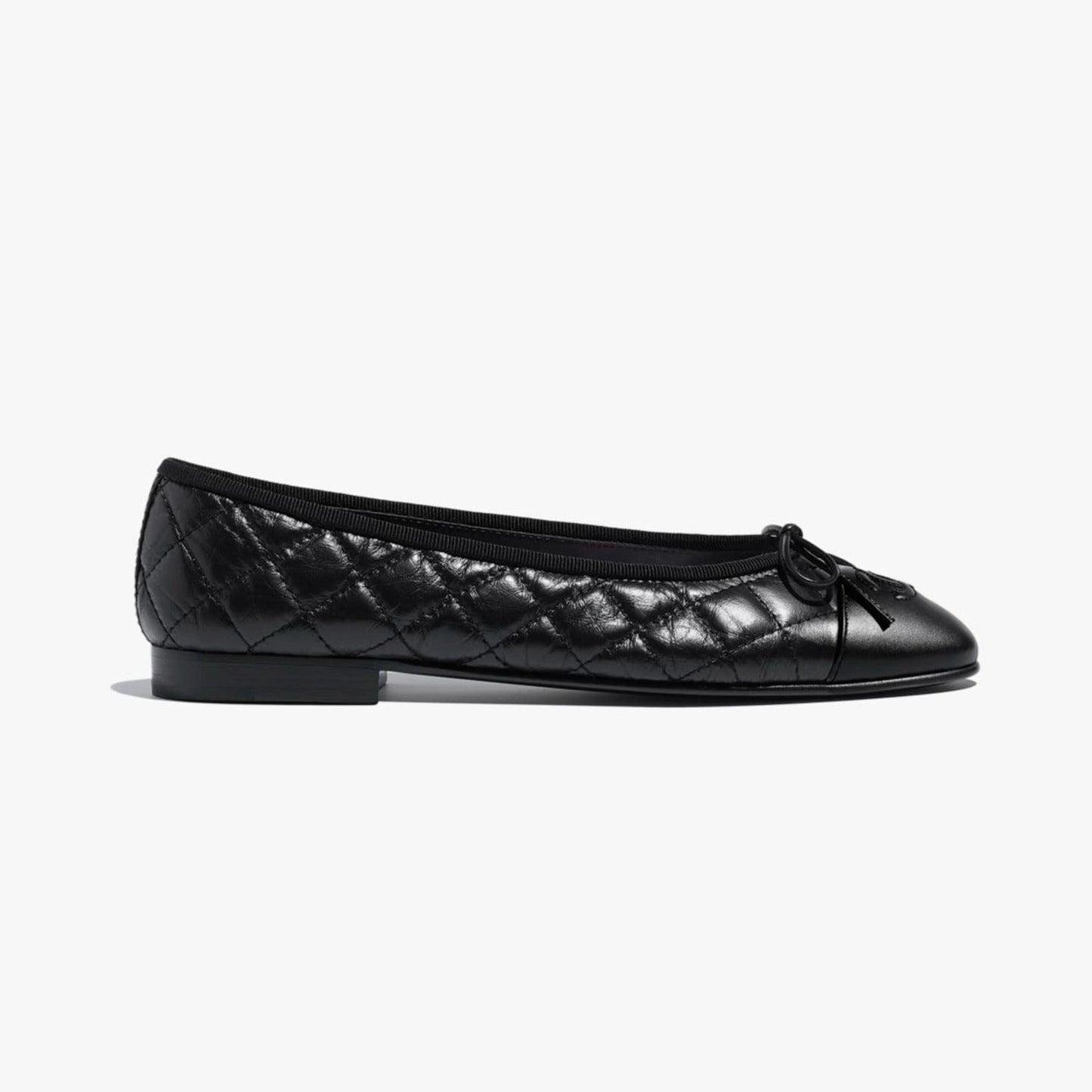 CHANEL BALLET FLATS BLACK AGED CALFSKIN
