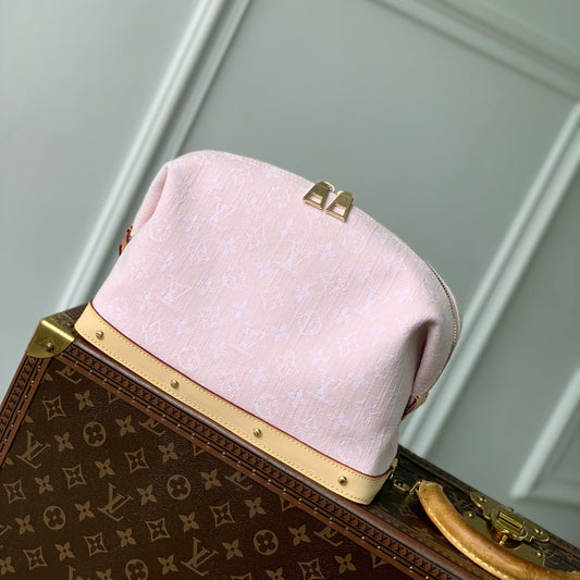 LOUIS VUITTON COSMETIC POUCH 27 IN PINK MONOGRAM DENIM GOLD HARDWARE