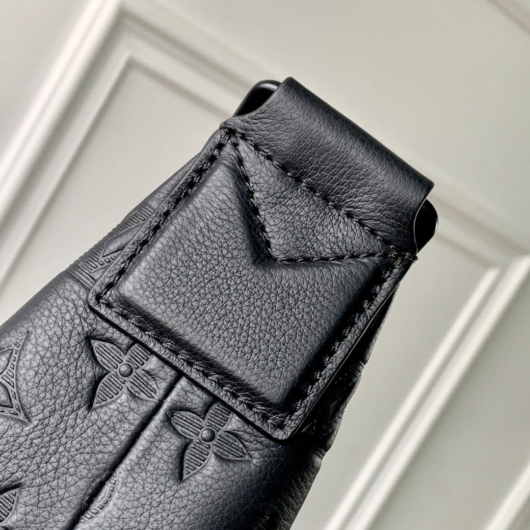 LOUIS VUITTON HOBO CARGO 35 IN BLACK MONOGRAM SHADOW CALFSKIN