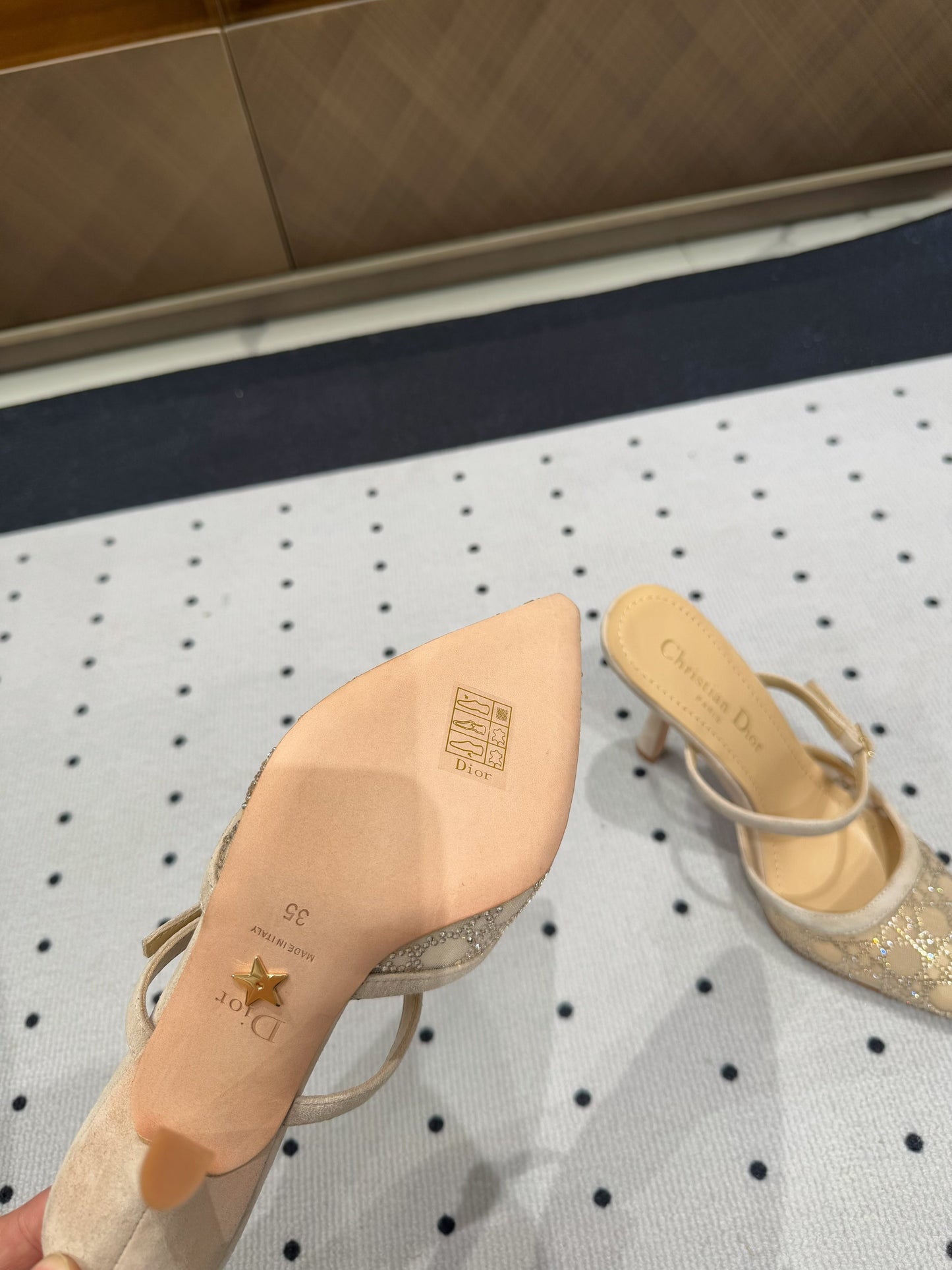 DIOR HIGH HEELS MULE IN CAMEL BEIGE LAMB SUEDE 10 CM