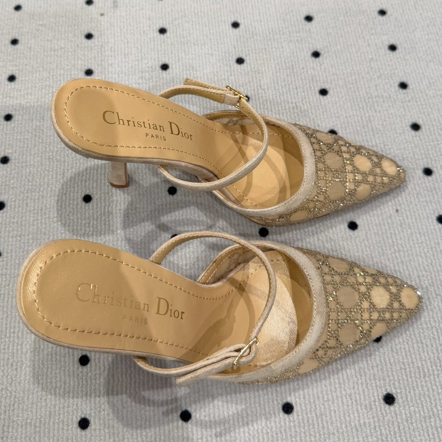 DIOR HIGH HEELS MULE IN CAMEL BEIGE LAMB SUEDE 10 CM