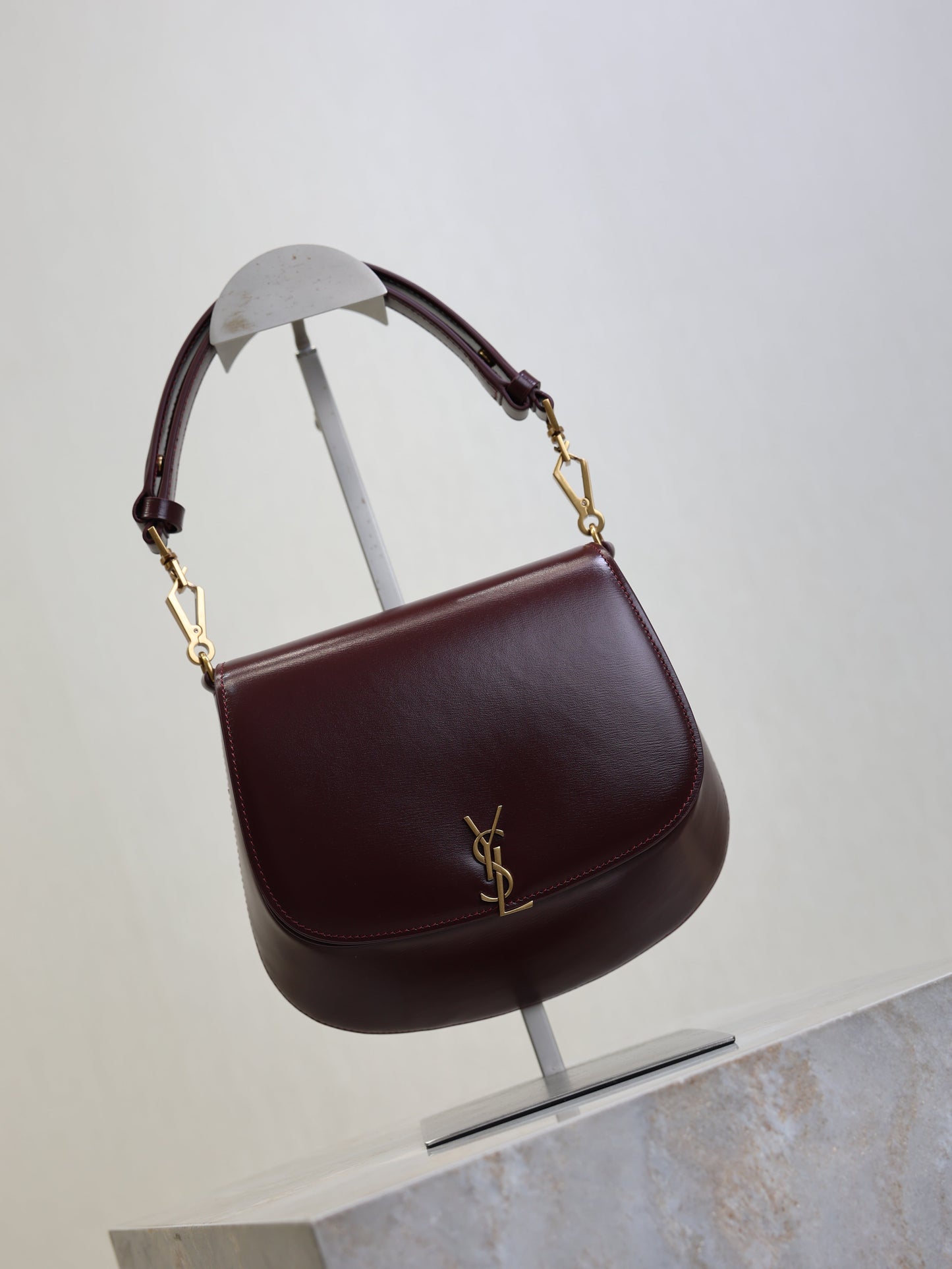 YSL 25S MINI VOLTAIRE 21 IN ROUGE CABERNET CALFSKIN SAINT LAURENT GOLD HARDWRE