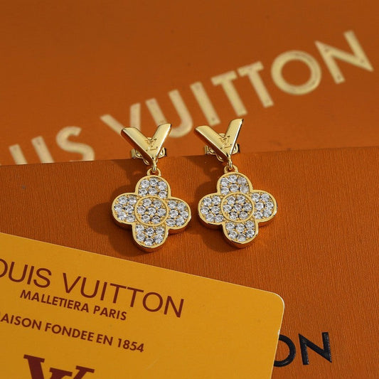 18K Louis Vuitton Diamond Flower Earrings