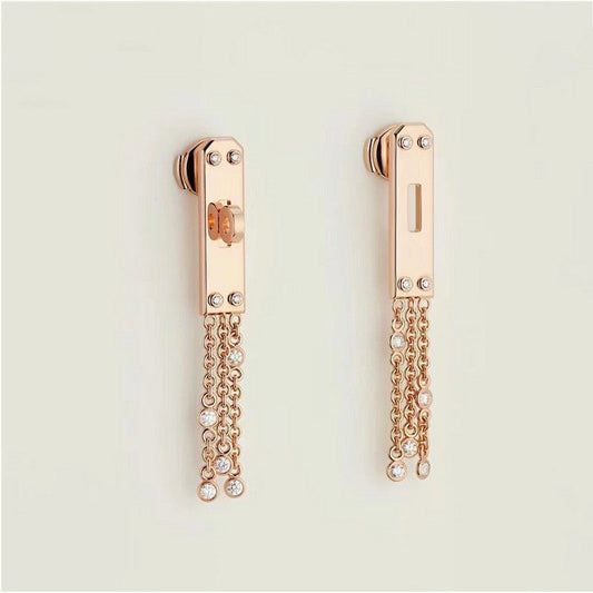 18K Hermes Diamond Kelly Gavroche Earrings