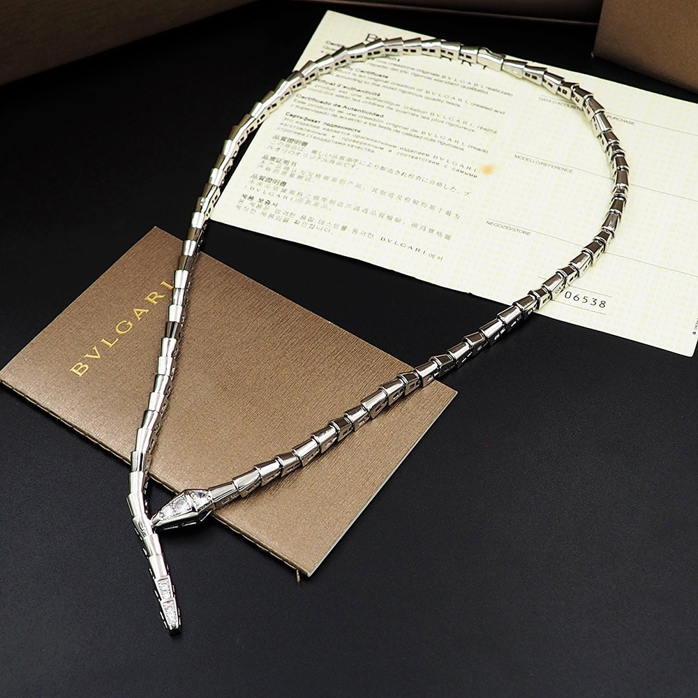 18K BVLGARI Serpenti Viper Demi-Pave Diamonds Necklace