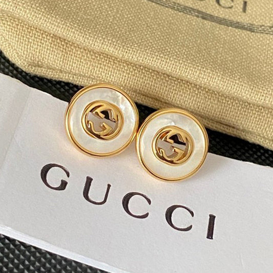 18K Double Gucci Gold Pearl Earrings