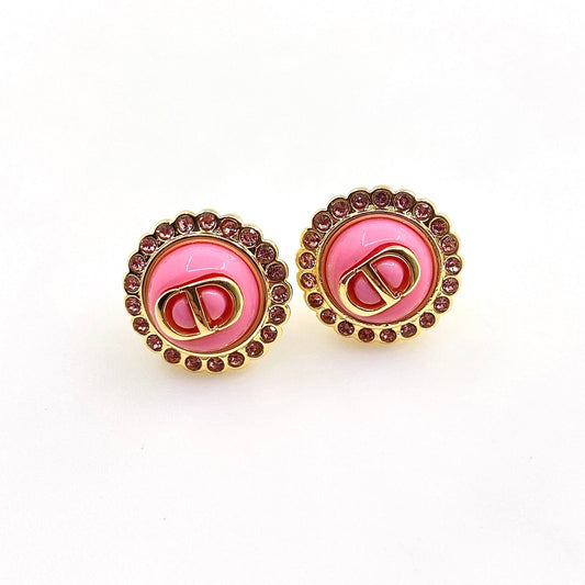 18K  Chanel Pink Crystal Earrings