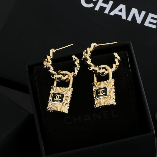 18K  Chanel Lock Earrings