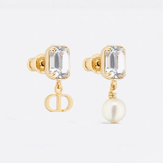 18K Dior Tribales Pearl Crystal Earrings