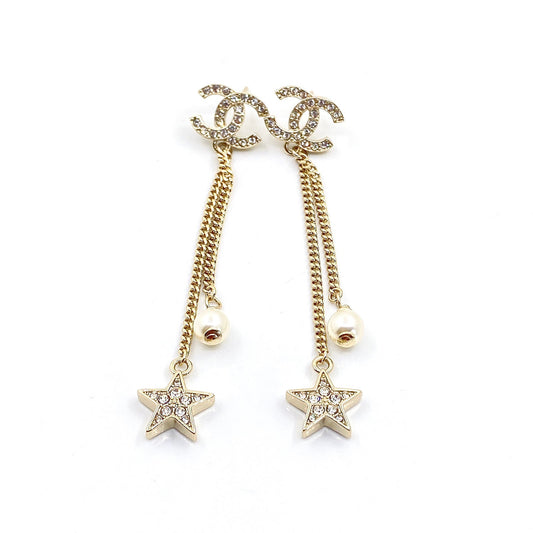 18K  Chanel Pearl & Star Earrings
