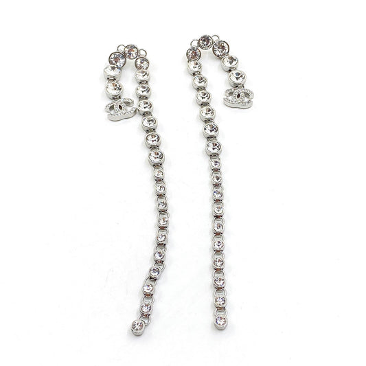 18K  Chanel Long Crystal Earrings