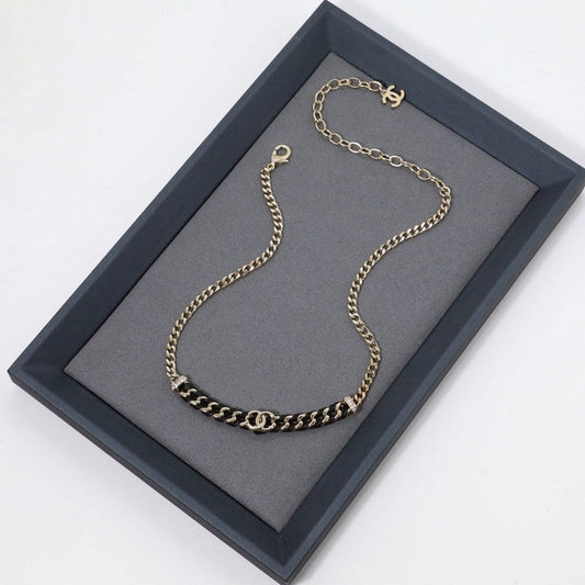 18K  Chanel Vintage Gold Leather Necklace