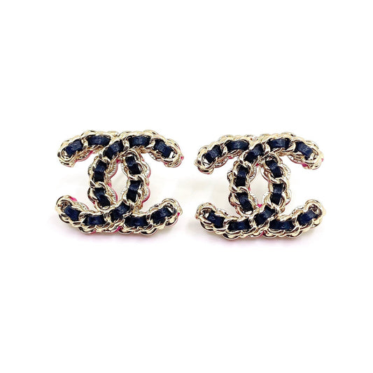 18K  Chanel Pink Resin Leather Earrings