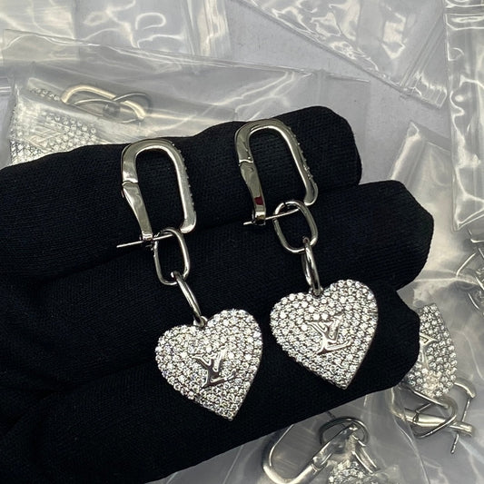 18k Louis Vuitton Diamond Heart Earrings