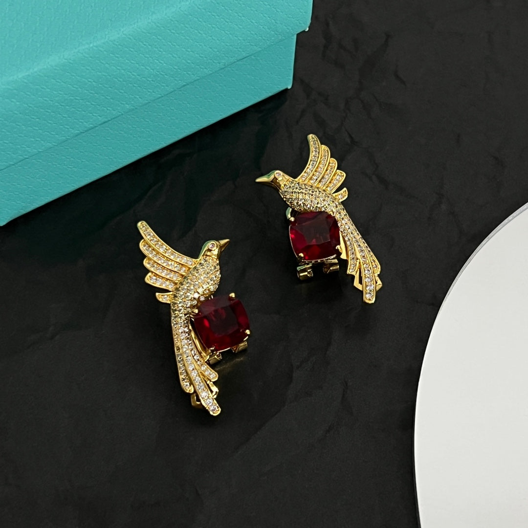 18K Tiffany Bird Diamonds Earrings