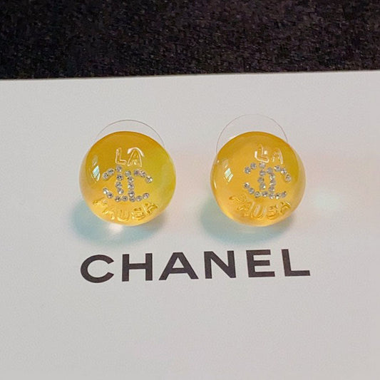 18K  Chanel Yellow Round Earrings