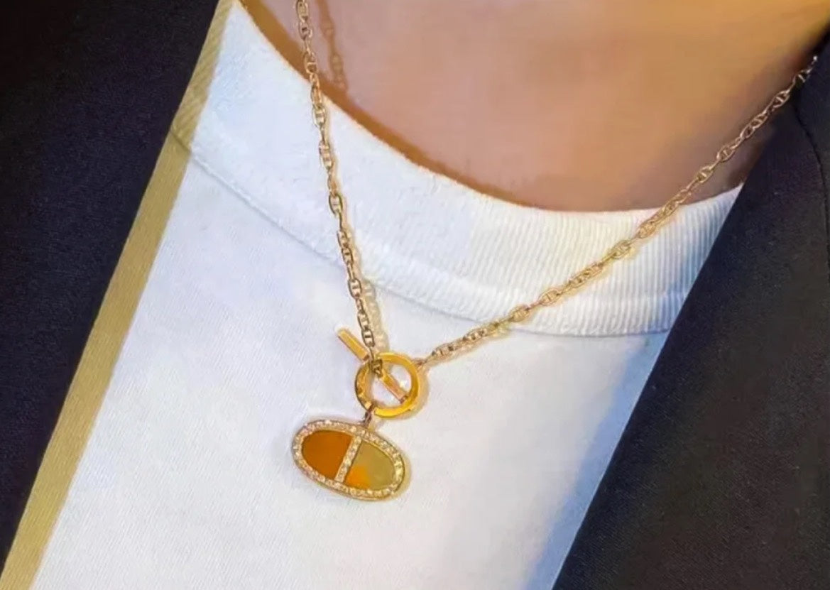18K Chaine D'ancre Contour Pendant Hermes Necklace