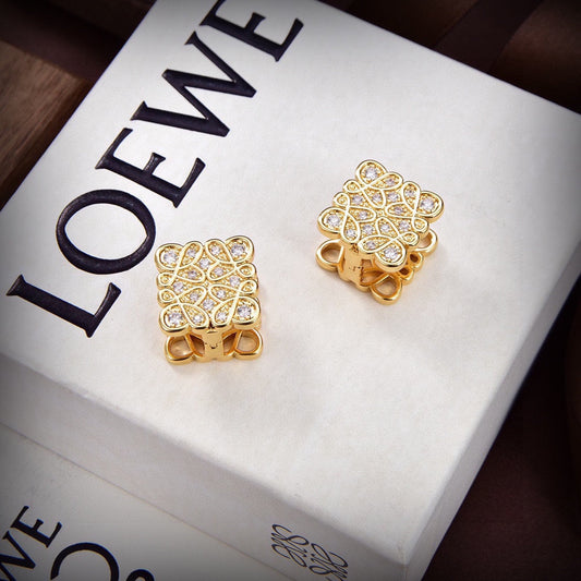 18K LOEWE Anagram Cube Diamonds Earrings