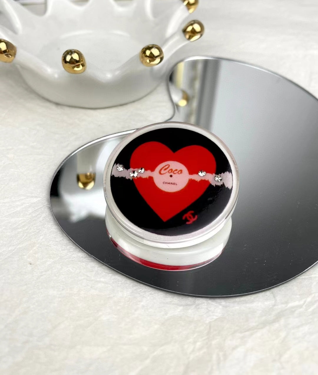 18K  Chanel Red Heart Resin Brooch