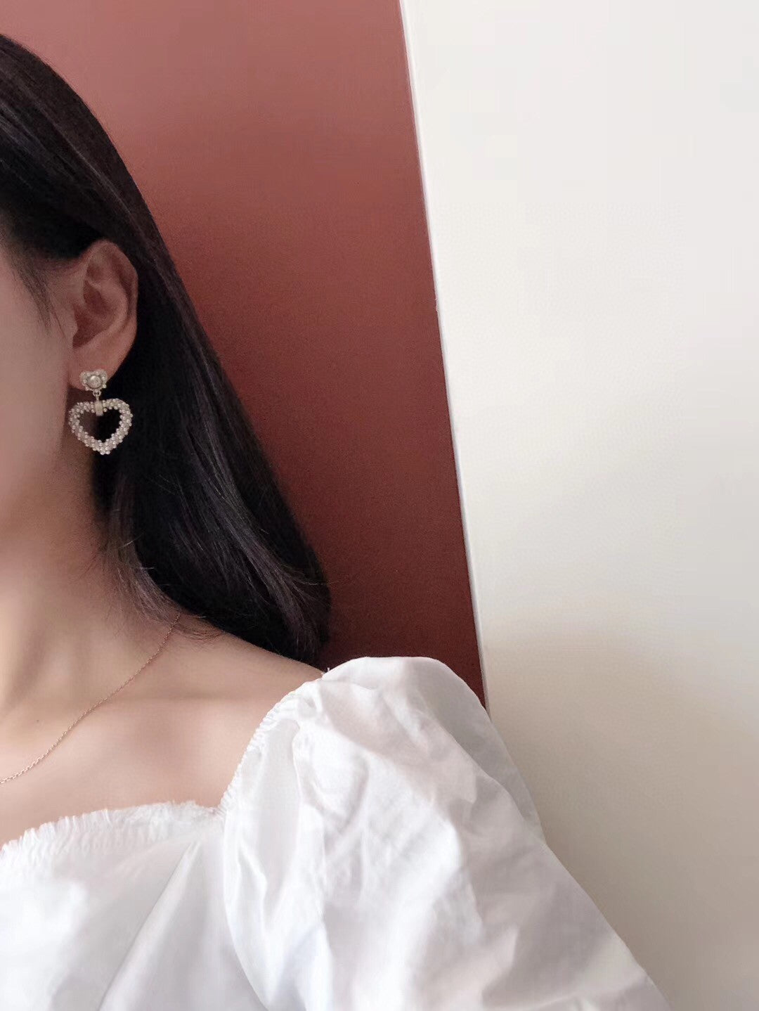 18K  Chanel Heart Pendant Earrings