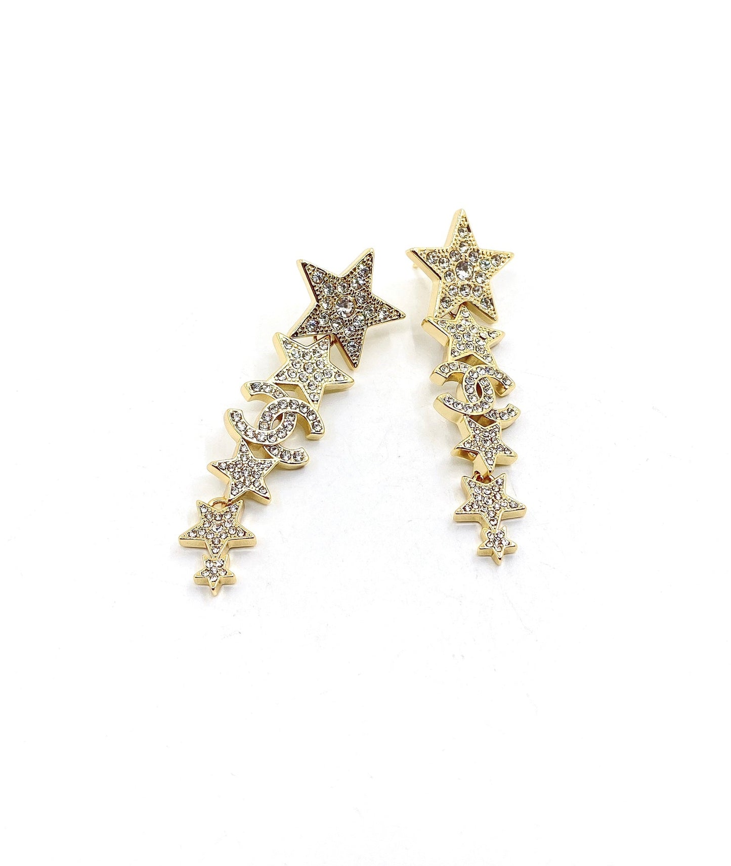 18K  Chanel Star Diamonds Pendant Earrings