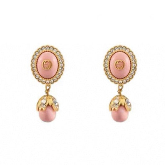 18K Double Gucci Pink Pearls Earrings