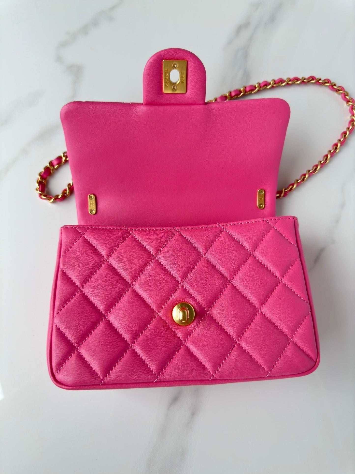 CHANEL SMALL 20 FLAP BAG IN DEEP PINK CALFSKIN