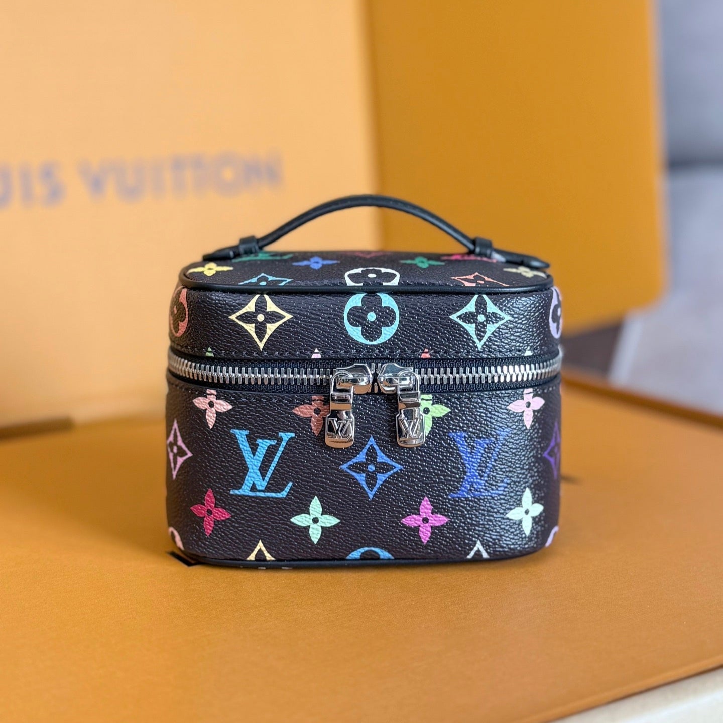 LOUIS VUITTON NICE NANO 14 IN COLORFUL MONOGRAM CANVAS SILVER ZIPPER