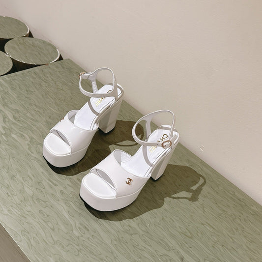CHANEL HIGH SANDAL WHITE CALFSKIN