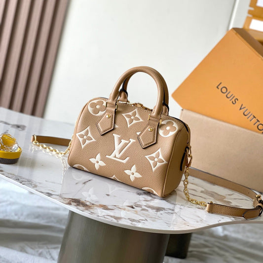 LOUIS VUITTON SPEEDY BANDOULIÈRE 20 IN MILK TEA MONOGRAM EMPREINTE LEATHER