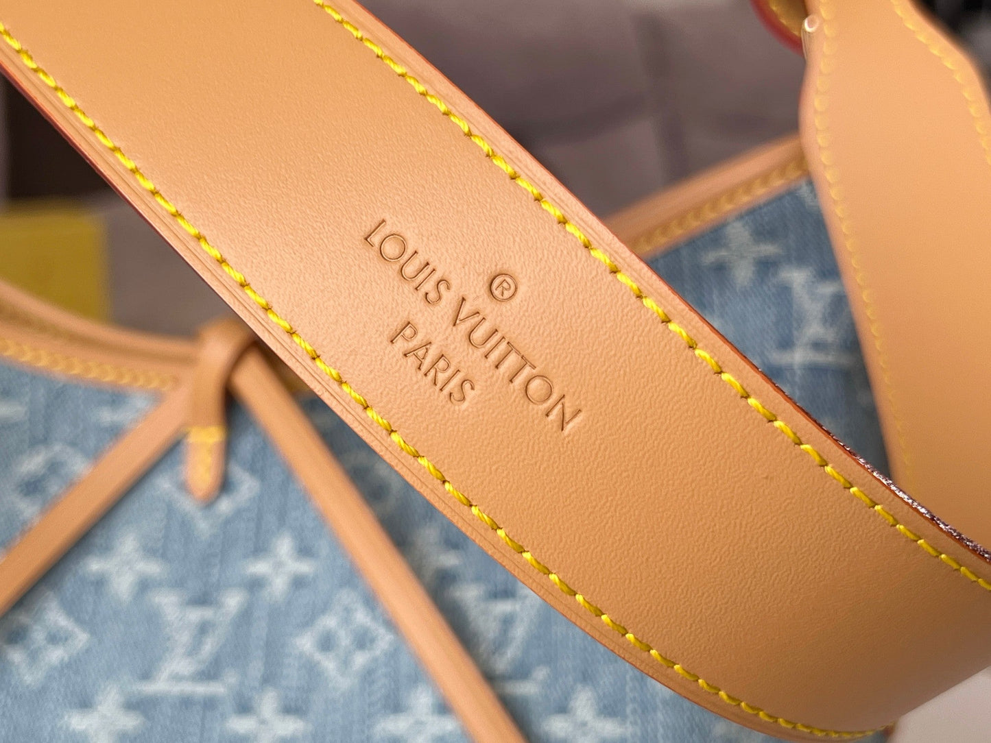 LOUIS VUITTON LV 25S CARRYALL 29 IN LIGHT BLUE DENIM MONOGRAM LEATHER TRIM