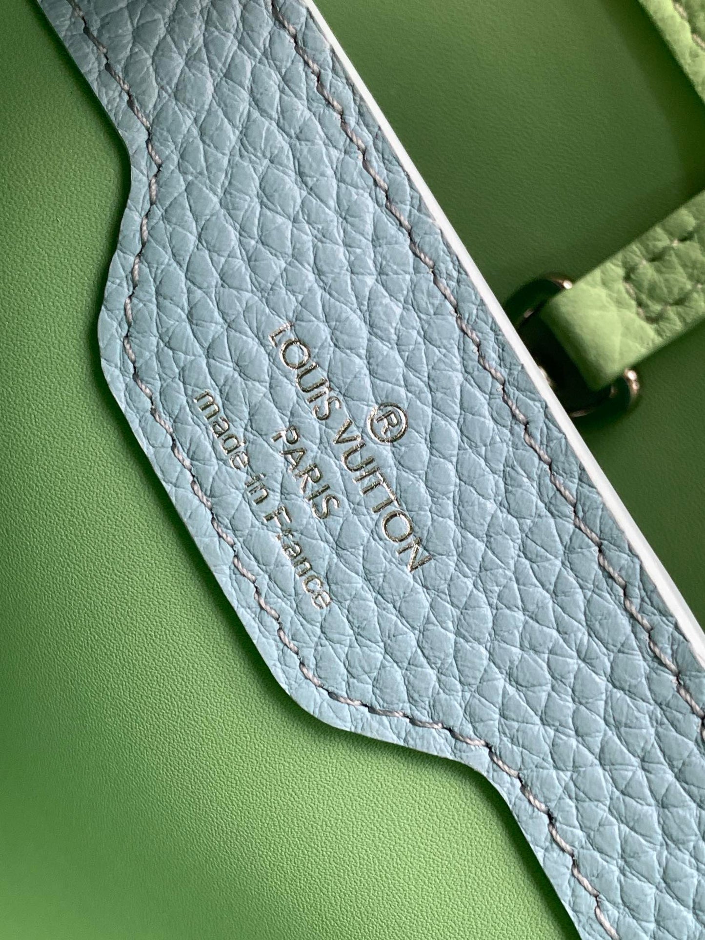 LOUIS VUITTON CAPUCINES BB 27 IN LIGHT GREEN TAURILLON SILVER HARDWARE