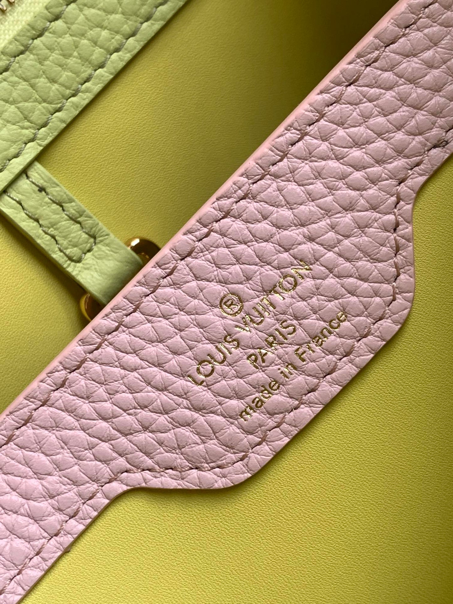 LOUIS VUITTON CAPUCINES BB 27 IN PEAR GREEN TAURILLON GOLD HARDWARE