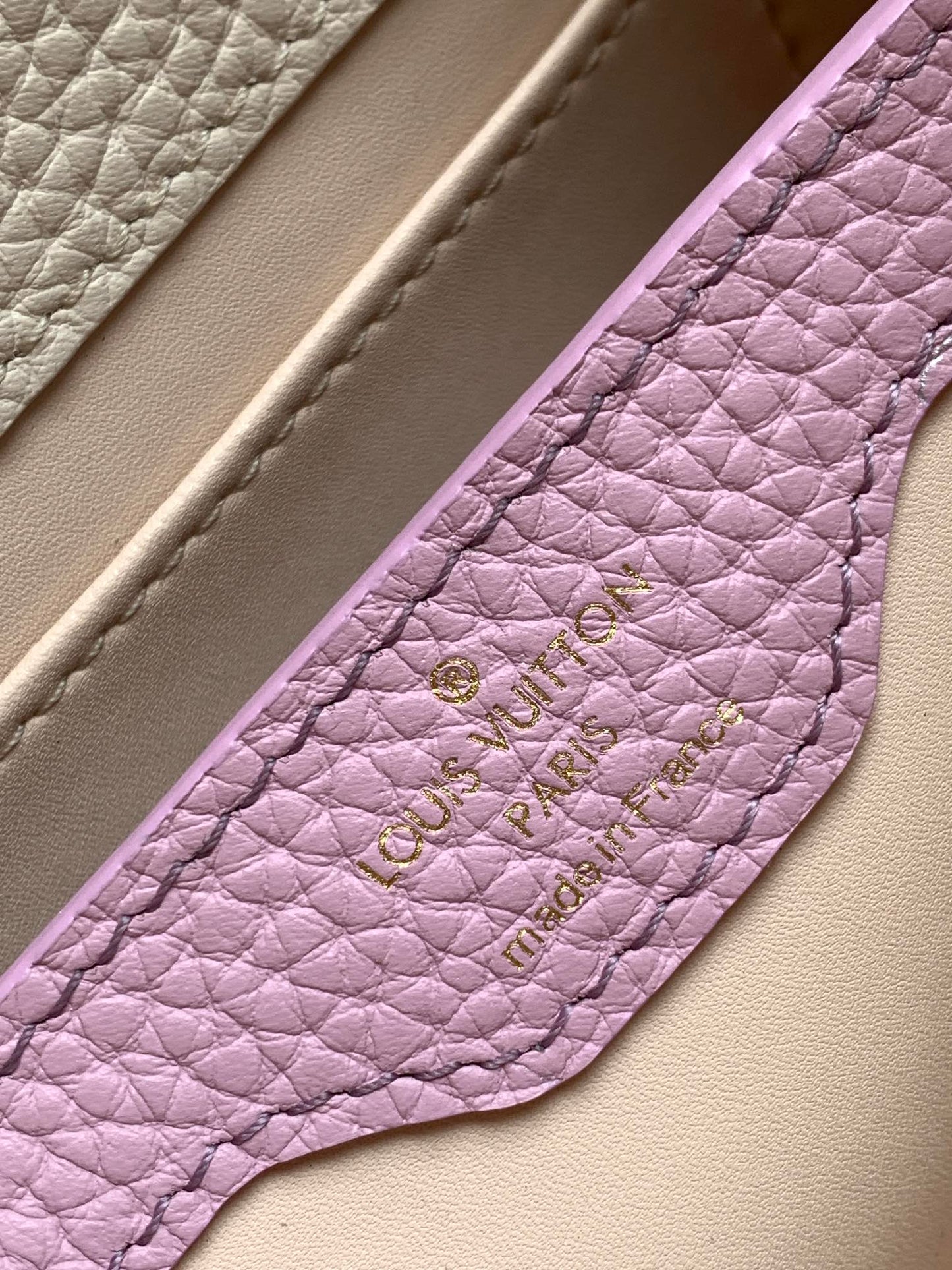 LOUIS VUITTON CAPUCINES MINI 21 IN PEARL WHITE TAURILLON GOLD HARDWARE