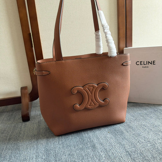 CELINE SMALL CABAS ANAÏS CUIR TRIOMPHE 28 IN BRONZE ORANGE GRAINED CALFSKIN