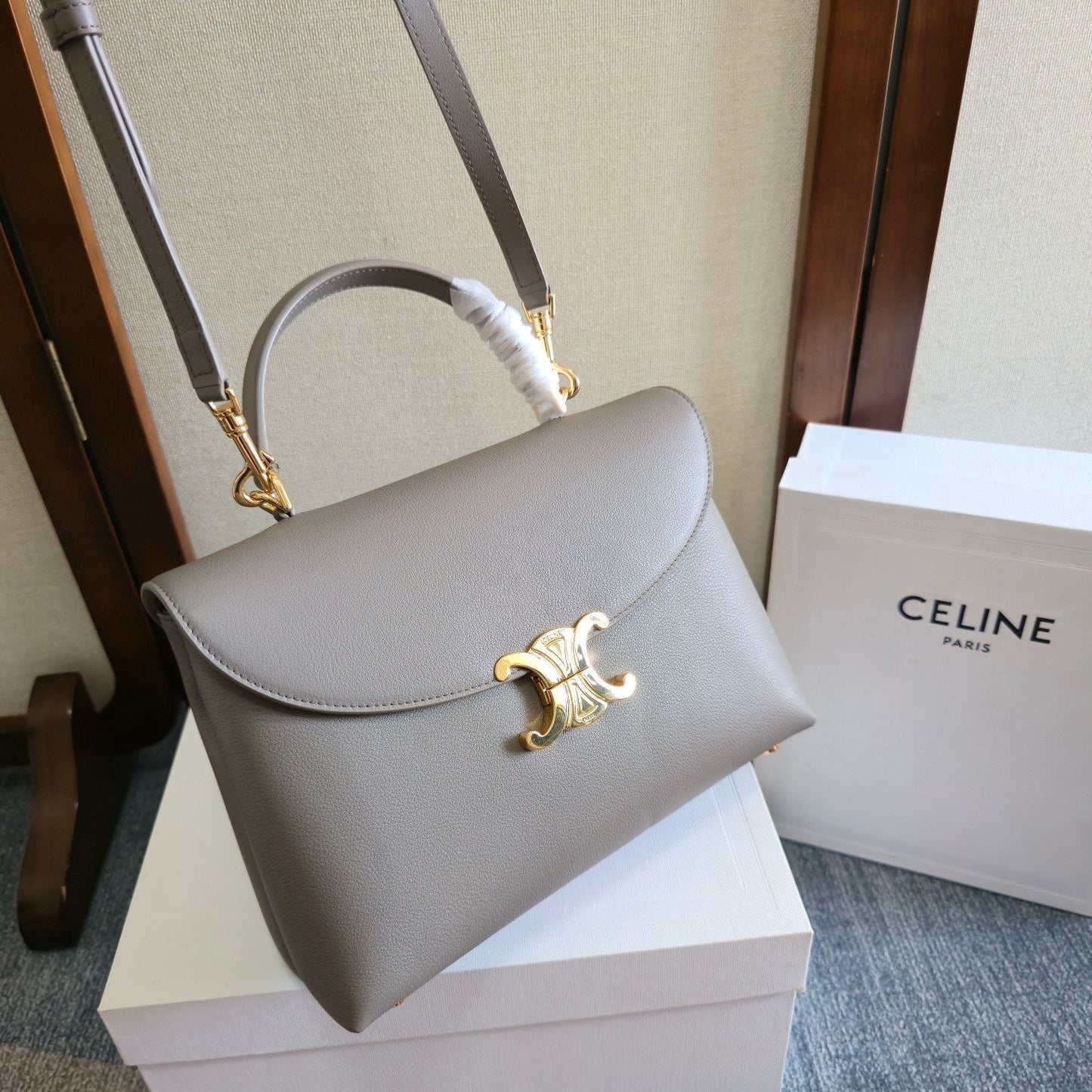 CELINE NINO TEEN MEDIUM 25 BAG IN GREY CALFSKIN