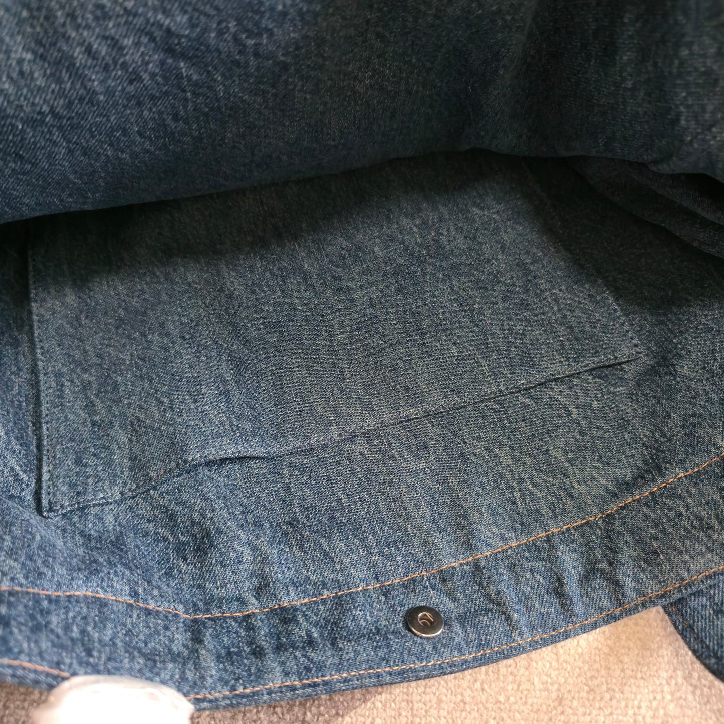 CELINE 25S DENIM CABAS BAG 50MM IN BLUE CANVAS