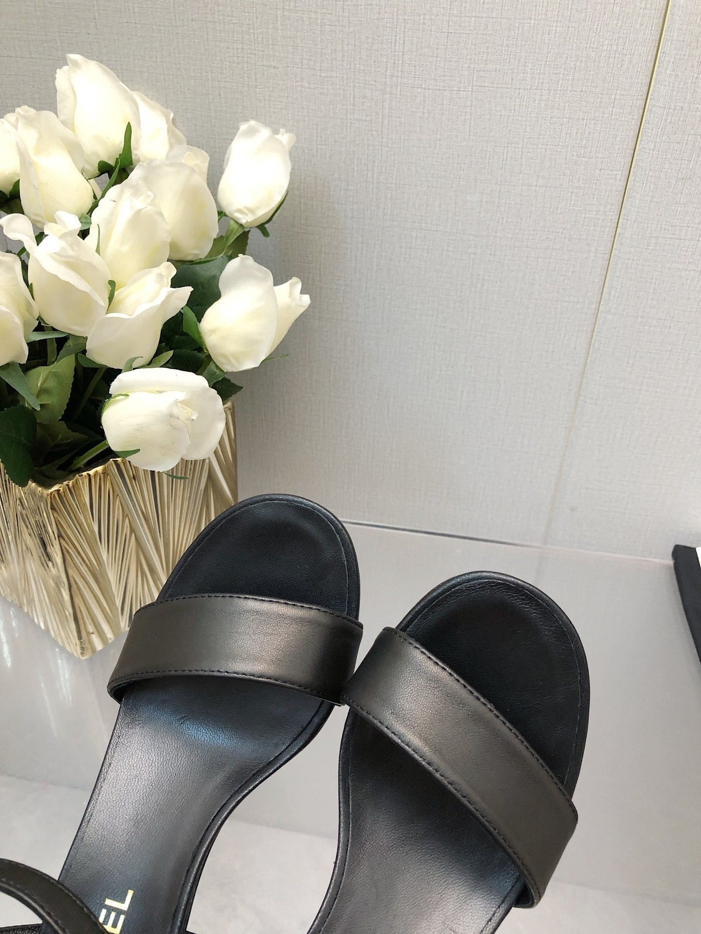 CHANEL BLOCK HEEL 5 CM SANDAL IN BLACK LAMBSKIN