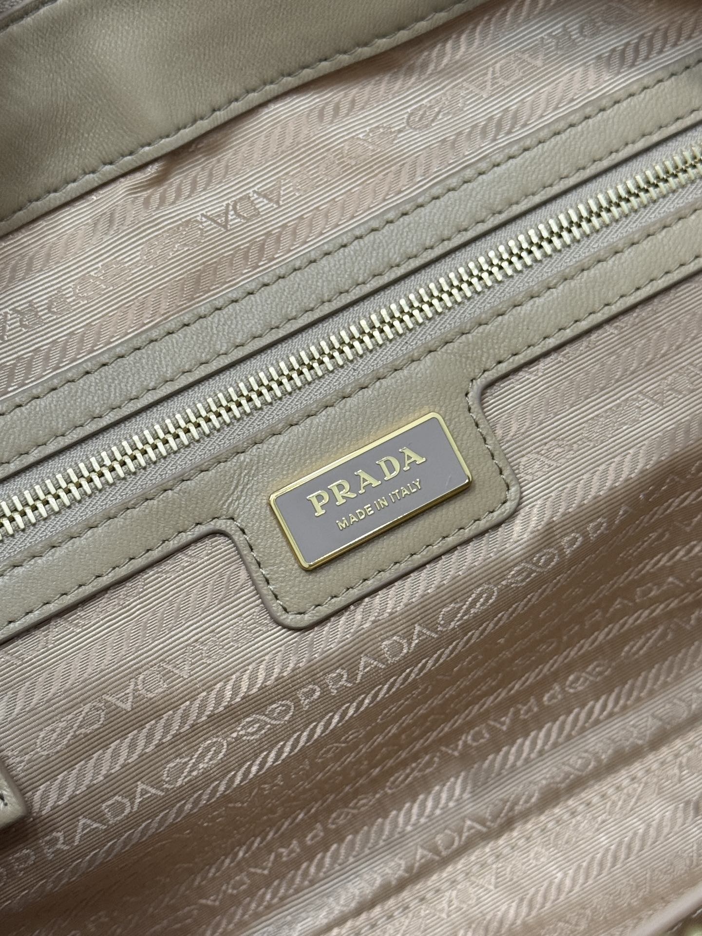 PRADA LARGE TOP HANDLE BAG 35 IN DRIED MOSS NYLON AND CALFSKIN TRIM
