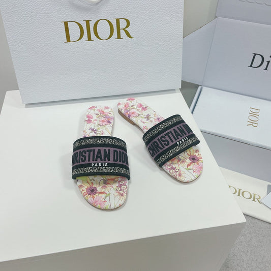DIOR CD Mule Dway Slide 10mm Multi Motifs Style 2