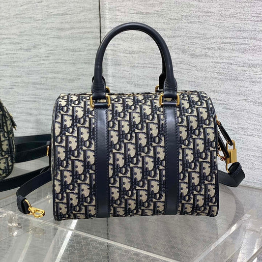 DIOR GROOVE 25 BAG IN BLACK MIX BEIGE OBLIQUE MONOGRAM JACQUARD