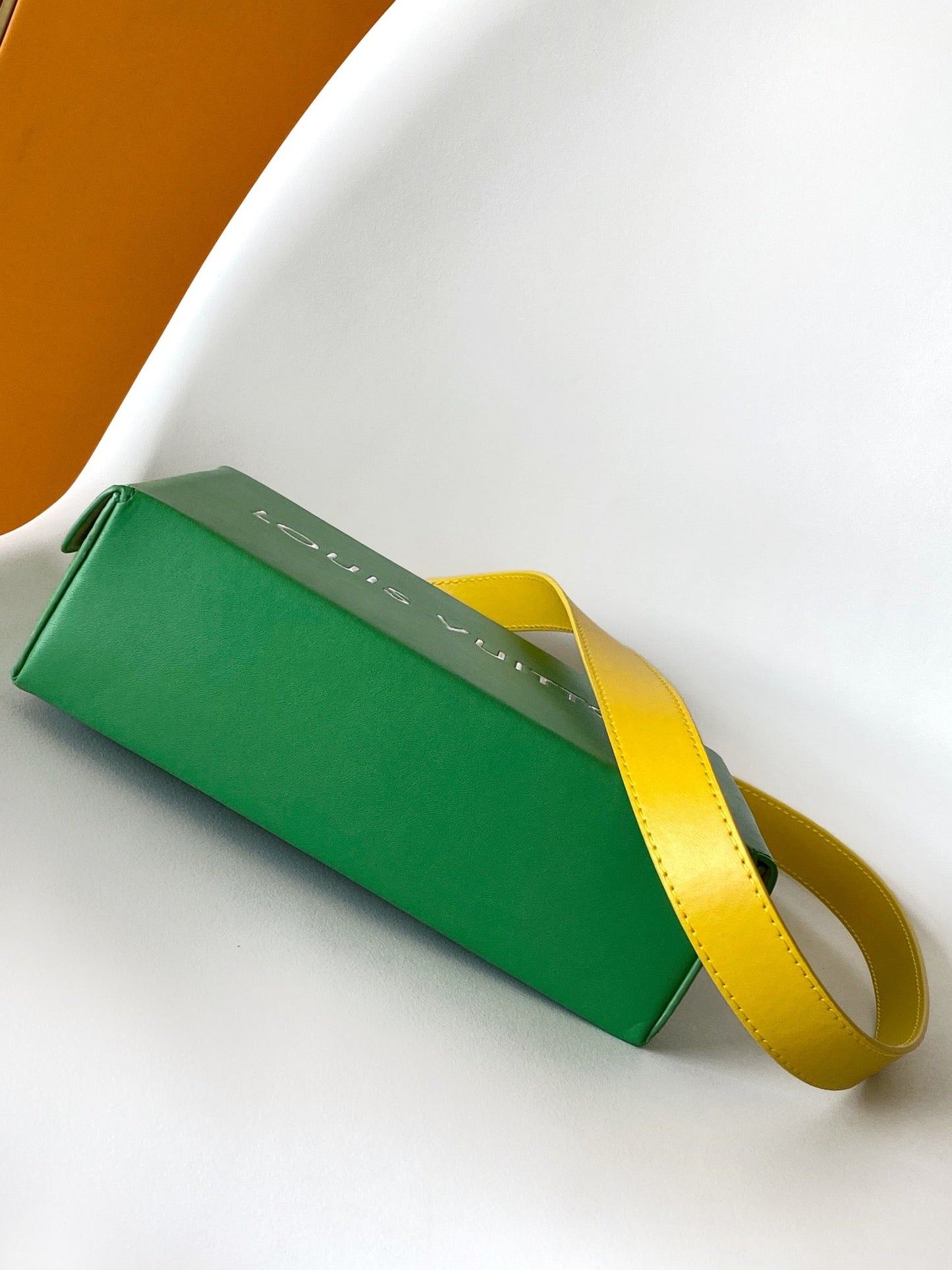 LOUIS VUITTON SHOPPER BAG 23 IN GREEN YELLOW CALFSKIN EMBROIDERED LOGO