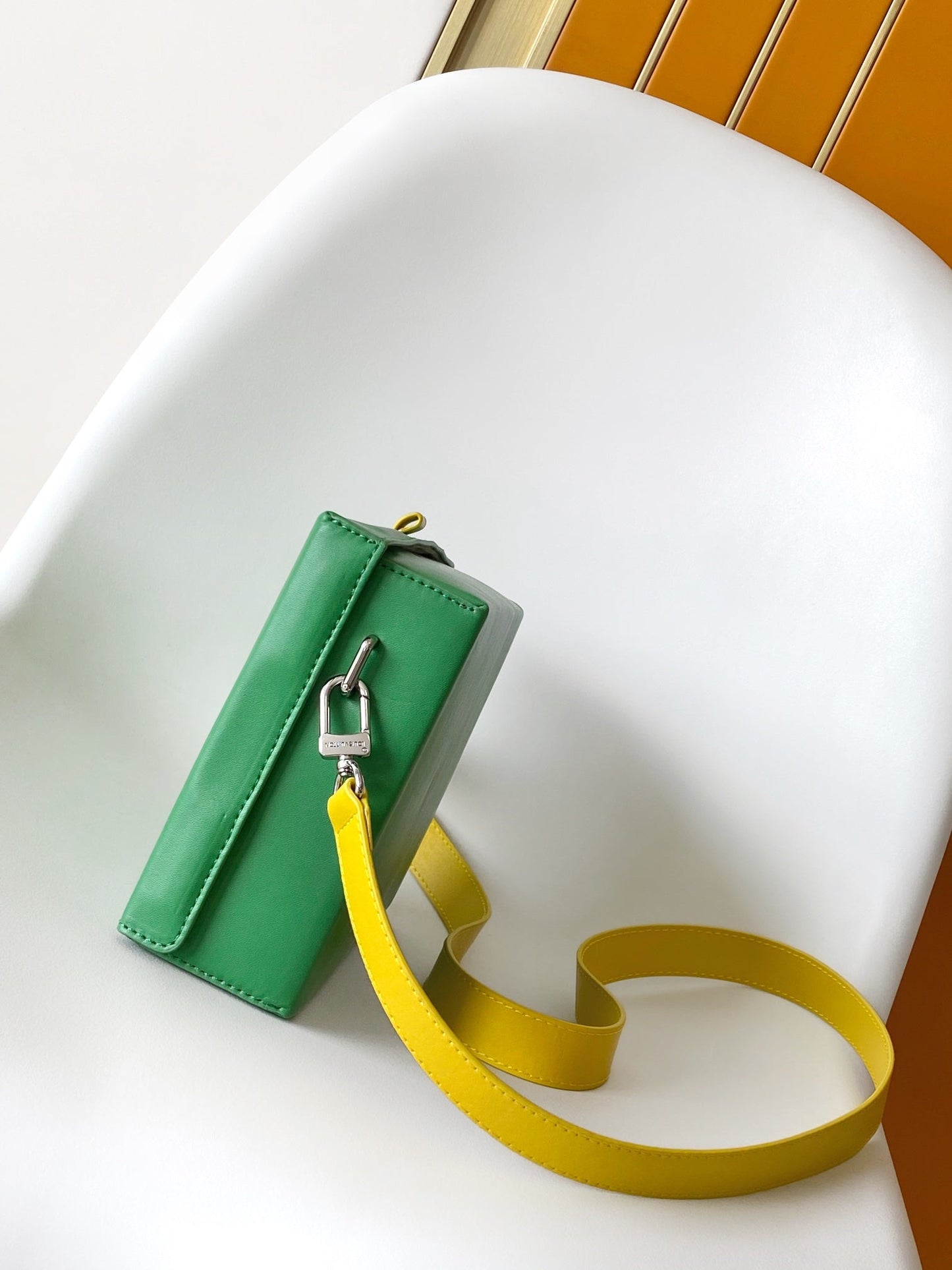 LOUIS VUITTON SHOPPER BAG 23 IN GREEN YELLOW CALFSKIN EMBROIDERED LOGO