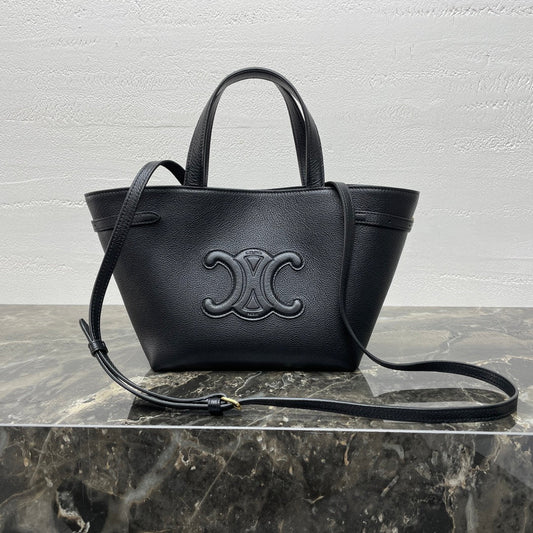 CELINE MINI CABAS ANAÏS CUIR TRIOMPHE 21 IN BLACK GRAINED CALFSKIN