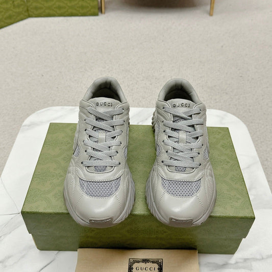 GUCCI RIPPLE TRAINER LIGHT GRAY LAMBSKIN