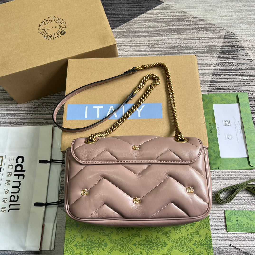 GUCCI MARMONT MEDIUM 26 BAG IN HOT PINK LAMBSKIN
