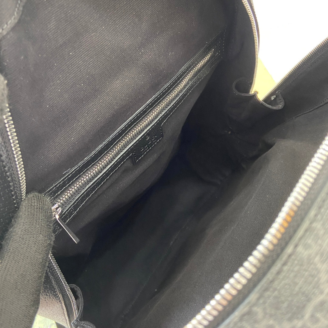 GUCCI MEDIUM 40  BACKPACK WITH TAG BLACK CALFSKIN AND CANVAS